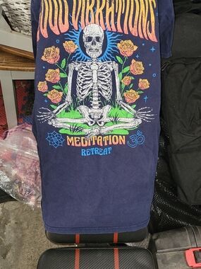 Adore Navy Blue 'Good Vibrations Meditation Retreat' Graphic Tee